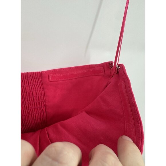 By Anthropologie One-Shoulder Ruffle Linen Column Midi Dress M Pink Preppy - Picture 8 of 11